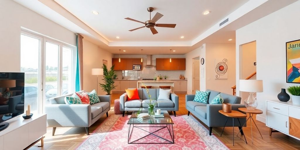 Stylish living room with modern virtual staging enhancements.